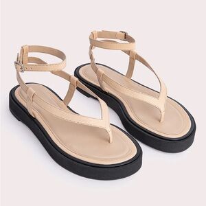 By far cece grained leather thong sandals lace up